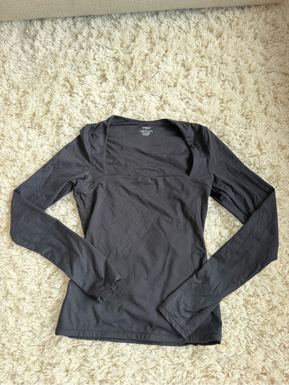 Qinsen long sleeve square neck top